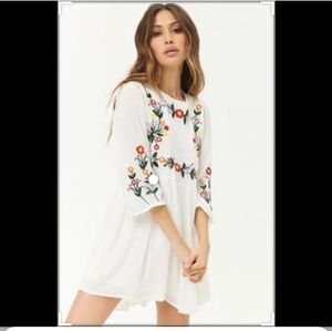 White embroidered floral dress